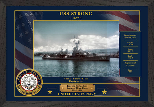USS Strong DD-758 Framed Patriotic Photo