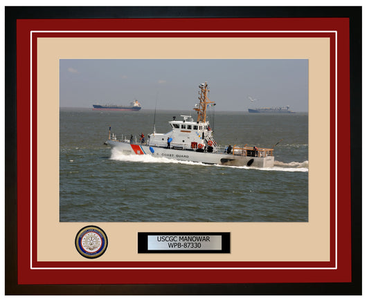 USCGC MANOWAR WPB 87330 Framed Coast Guard Ship Photo Burgundy 65WPB87330
