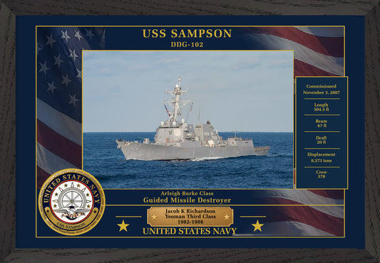 USS Sampson DDG-102 Framed Patriotic Photo