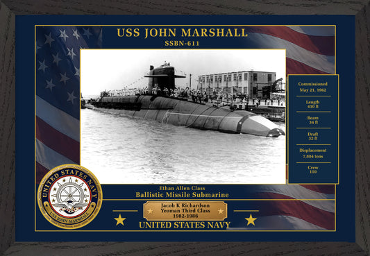 USS John Marshall SSBN-611 Framed Patriotic Photo