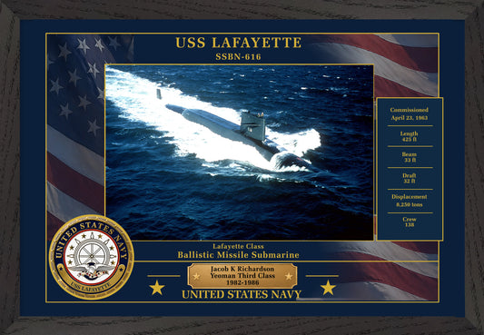 USS Lafayette SSBN-616 Framed Patriotic Photo