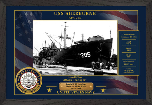 USS Sherburne APA-205 Framed Patriotic Photo