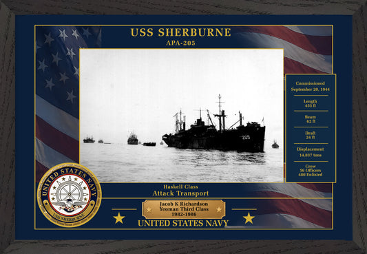 USS Sherburne APA-205 Framed Patriotic Photo