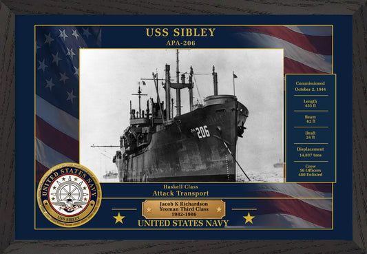 USS Sibley APA-206 Framed Patriotic Photo