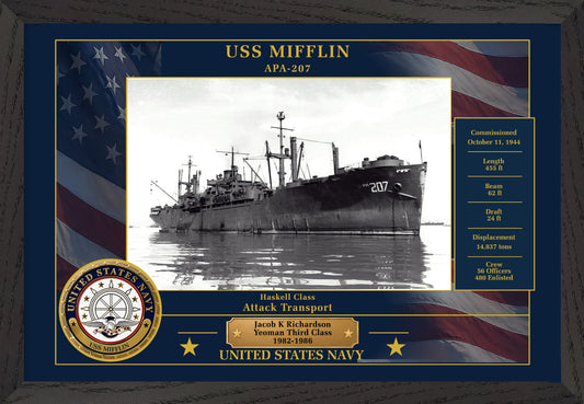 USS Mifflin APA-207 Framed Patriotic Photo