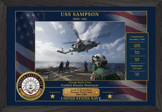 USS Sampson DDG-102 Framed Patriotic Photo