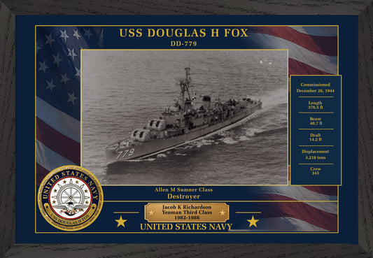 USS Douglas H Fox DD-779 Framed Patriotic Photo