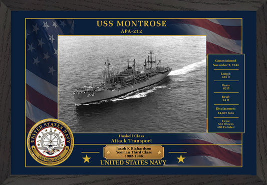USS Montrose APA-212 Framed Patriotic Photo