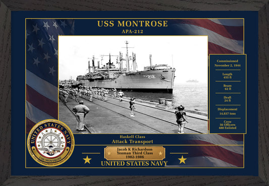 USS Montrose APA-212 Framed Patriotic Photo