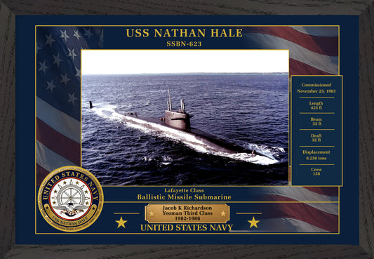 USS Nathan Hale SSBN-623 Framed Patriotic Photo