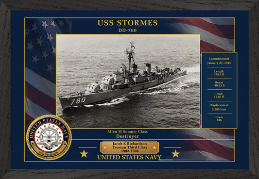 USS Stormes DD-780 Framed Patriotic Photo