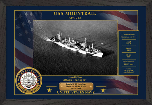 USS Mountrail APA-213 Framed Patriotic Photo