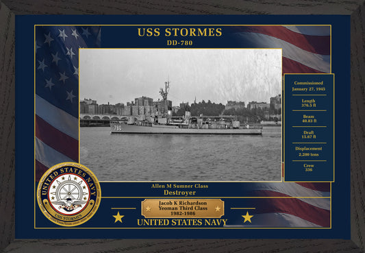 USS Stormes DD-780 Framed Patriotic Photo