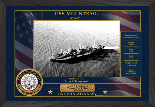 USS Mountrail APA-213 Framed Patriotic Photo