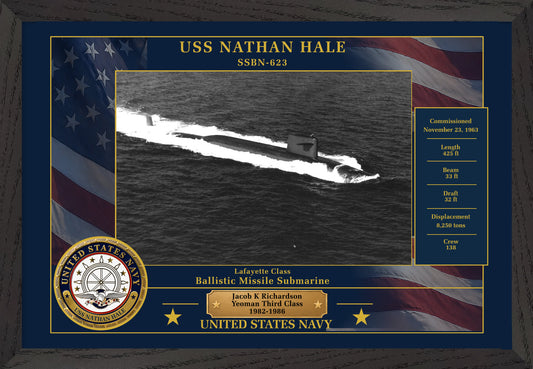 USS Nathan Hale SSBN-623 Framed Patriotic Photo