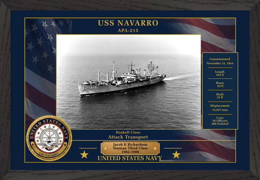 USS Navarro APA-215 Framed Patriotic Photo