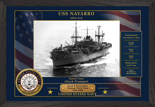 USS Navarro APA-215 Framed Patriotic Photo