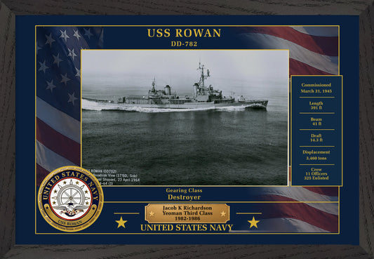 USS Rowan DD-782 Framed Patriotic Photo