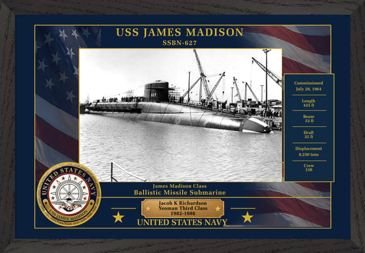USS James Madison SSBN-627 Framed Patriotic Photo