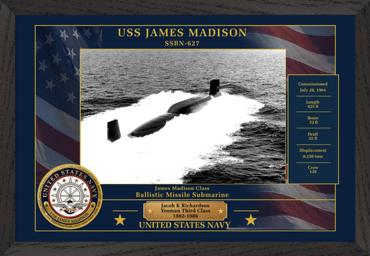 USS James Madison SSBN-627 Framed Patriotic Photo