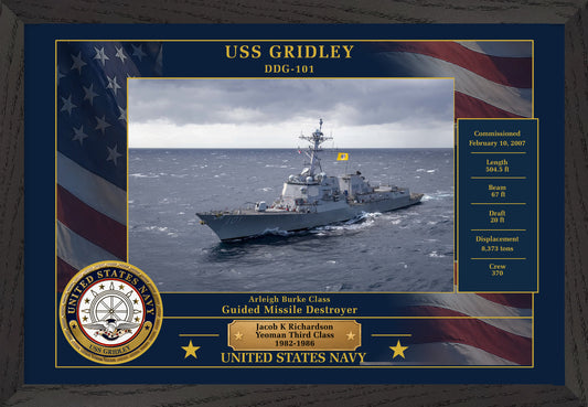 USS Gridley DDG-101 Framed Patriotic Photo