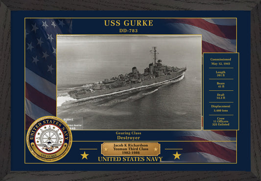 USS Gurke DD-783 Framed Patriotic Photo