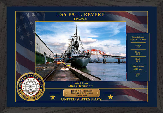 USS Paul Revere LPA-248 Framed Patriotic Photo