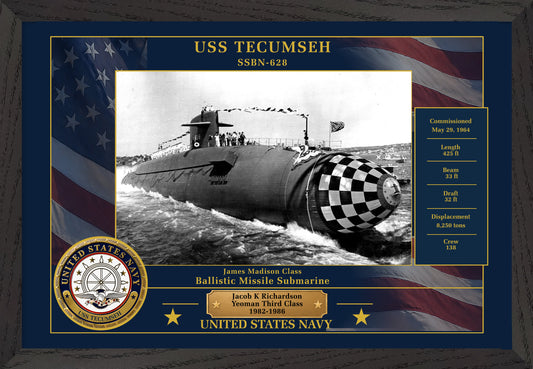 USS Tecumseh SSBN-628 Framed Patriotic Photo