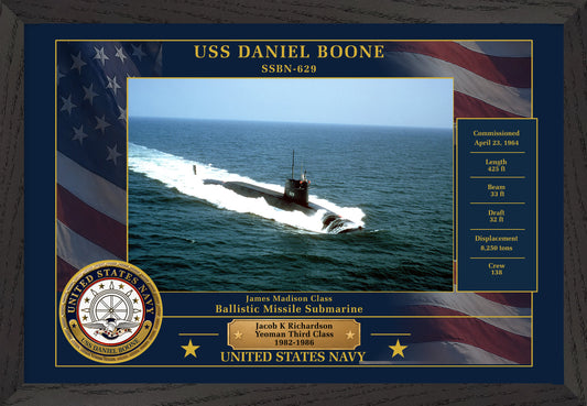 USS Daniel Boone SSBN-629 Framed Patriotic Photo