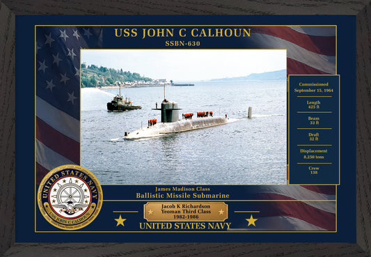 USS John C Calhoun SSBN-630 Framed Patriotic Photo