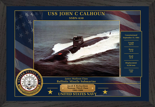 USS John C Calhoun SSBN-630 Framed Patriotic Photo