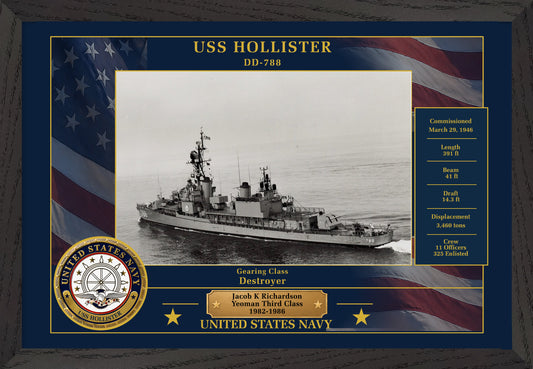 USS Hollister DD-788 Framed Patriotic Photo