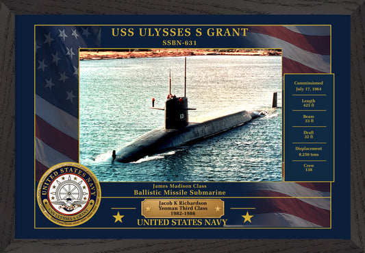 USS Ulysses S Grant SSBN-631 Framed Patriotic Photo
