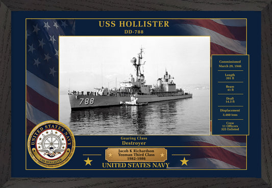 USS Hollister DD-788 Framed Patriotic Photo