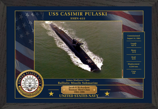 USS Casimir Pulaski SSBN-633 Framed Patriotic Photo
