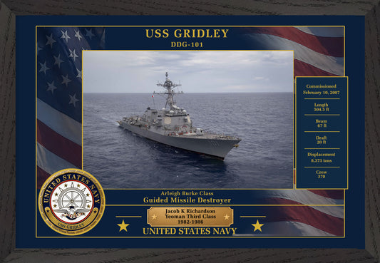 USS Gridley DDG-101 Framed Patriotic Photo