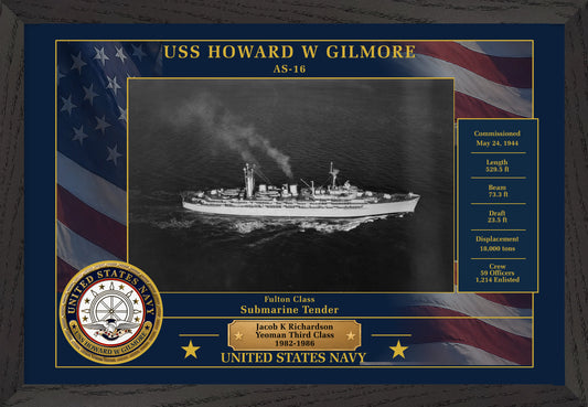 USS Howard W Gilmore AS-16 Framed Patriotic Photo