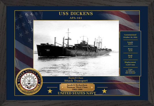 USS Dickens APA-161 Framed Patriotic Photo