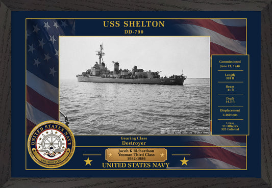 USS Shelton DD-790 Framed Patriotic Photo