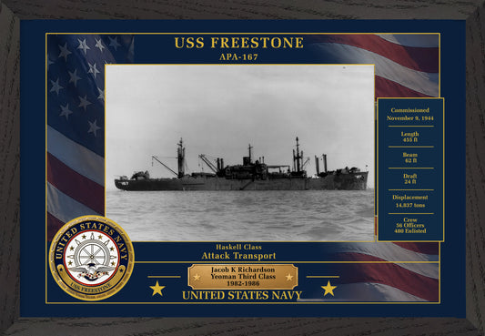 USS Freestone APA-167 Framed Patriotic Photo
