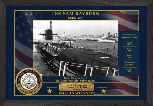 USS Sam Rayburn SSBN-635 Framed Patriotic Photo