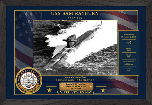 USS Sam Rayburn SSBN-635 Framed Patriotic Photo
