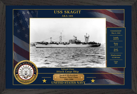 USS Skagit AKA-105 Framed Patriotic Photo