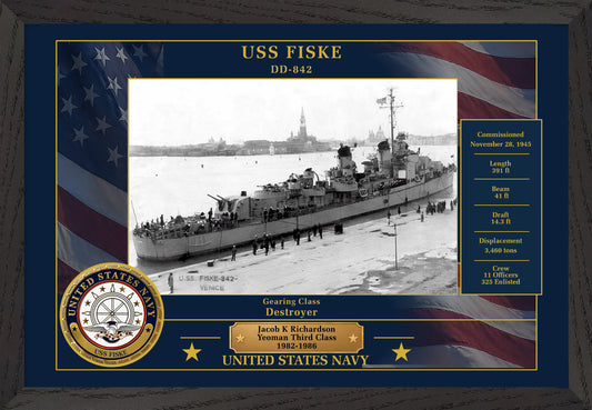 USS Fiske DD-842 Framed Patriotic Photo