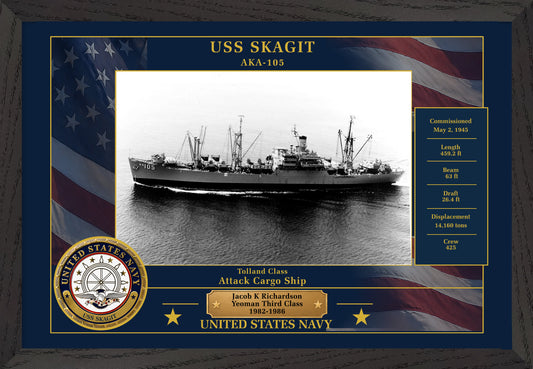 USS Skagit AKA-105 Framed Patriotic Photo