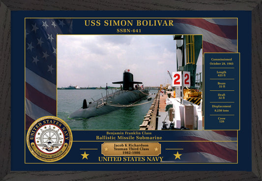 USS Simon Bolivar SSBN-641 Framed Patriotic Photo