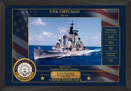 USS Chicago CG-11 Framed Patriotic Photo