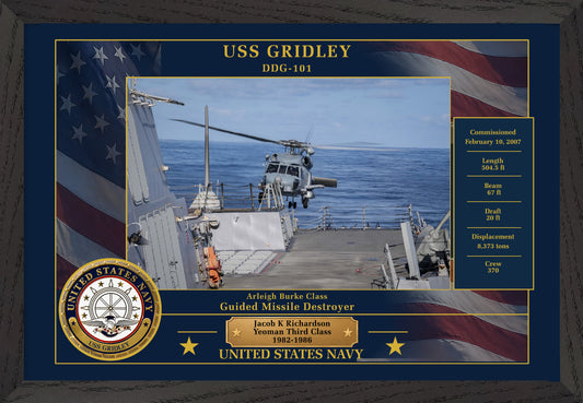 USS Gridley DDG-101 Framed Patriotic Photo