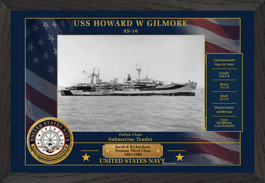 USS Howard W Gilmore AS-16 Framed Patriotic Photo