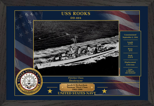 USS Rooks DD-804 Framed Patriotic Photo